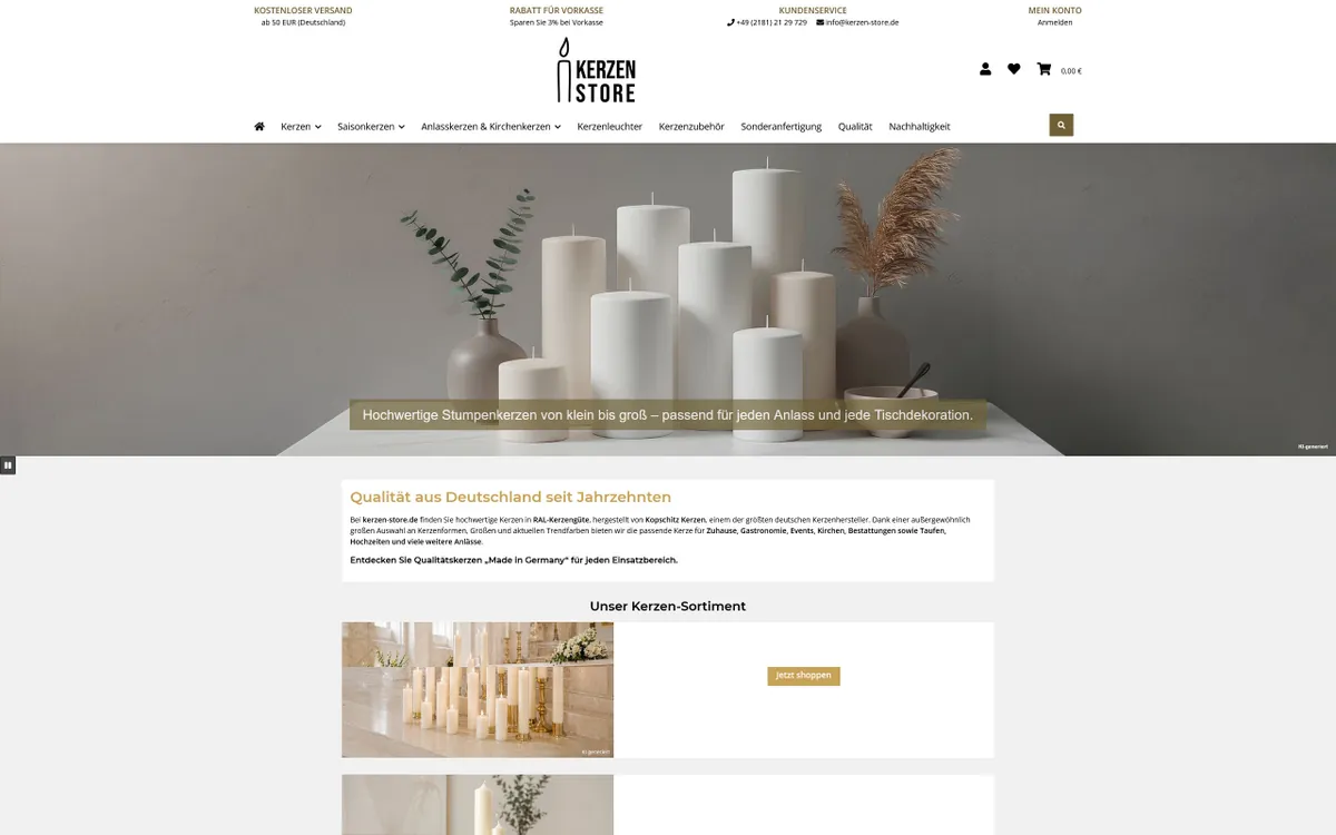 Onlineshop kerzen-store.de