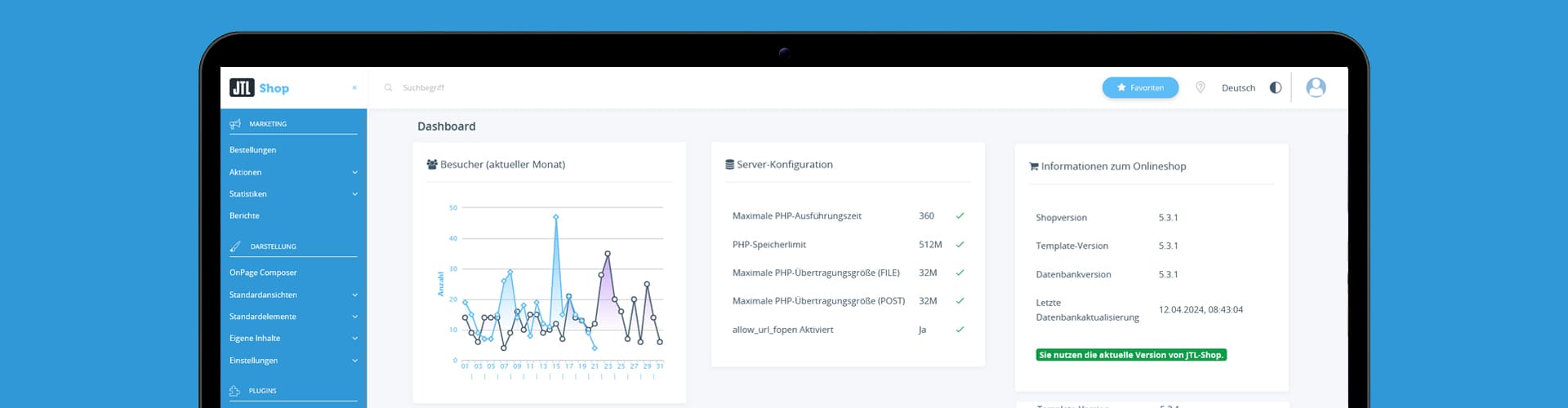 JTL Shop Einrichten - Einrichtungsprozess auf Laptop Benutzer richtet JTL Shop Einrichten auf Laptop ein